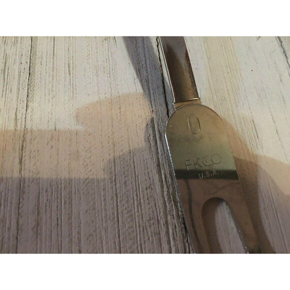 Vintage EKCO Chromium Solid Meat Utility Fork Almond Handle 11 1/4" - Picture 6 of 6